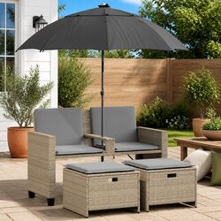 Specifications of Beige 2-Seater Garden Sofa with Parasol