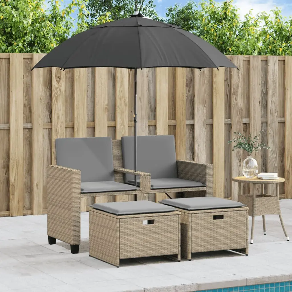 Garden Sofa 2-Seater Outdoor Patio Set Beige