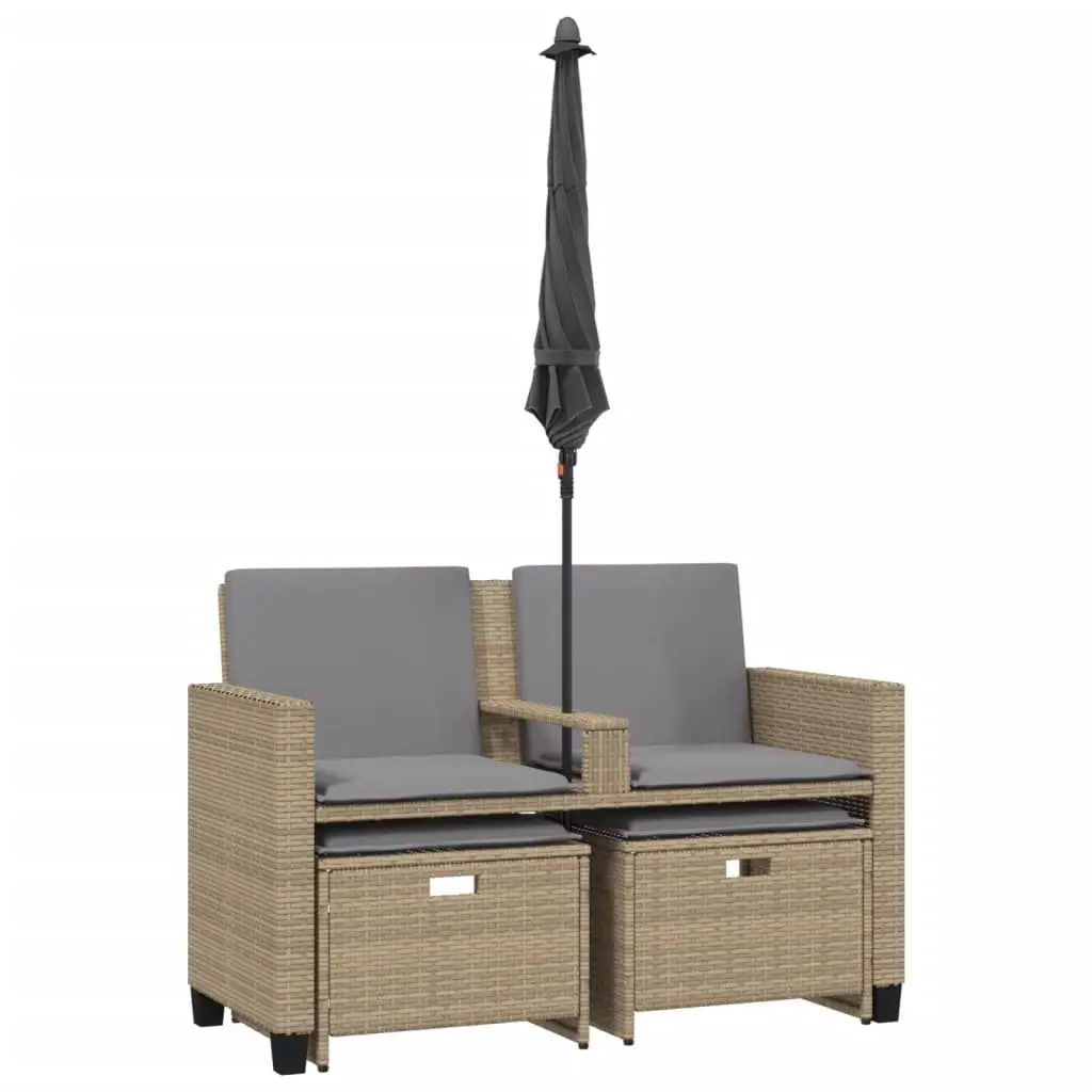 Garden Sofa 2-Seater Outdoor Patio Set Beige