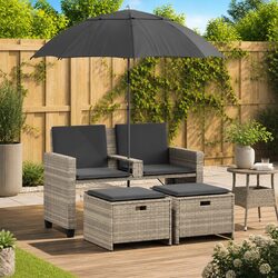 2-Seater Garden Sofa with Parasol: Specs and Features