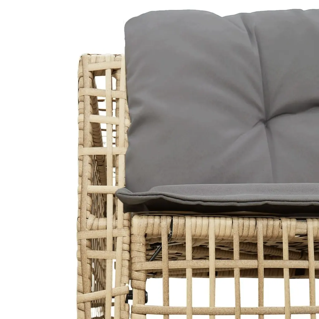 L-Shaped Patio Sofa Set with Cushions and Footstool for Outdoor Garden Beige