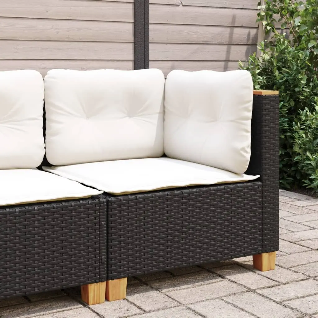 Garden Corner Sofa Outdoor Lounge Seating Black Poly Rattan