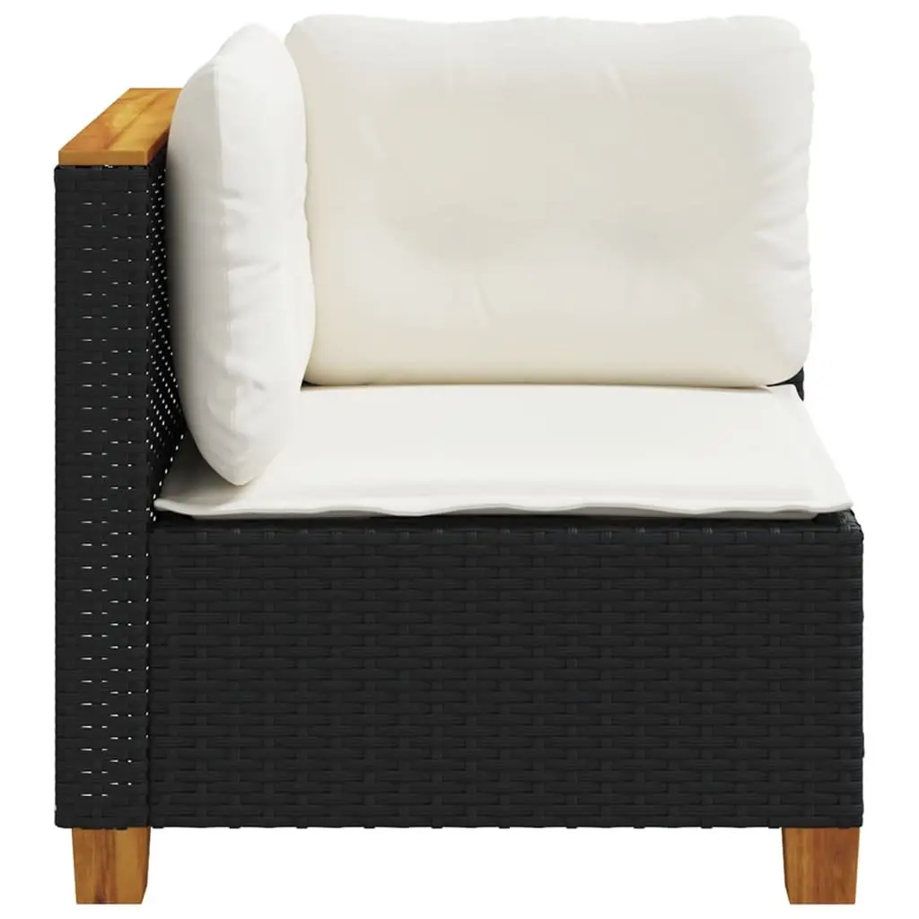 Garden Corner Sofa Outdoor Lounge Seating Black Poly Rattan