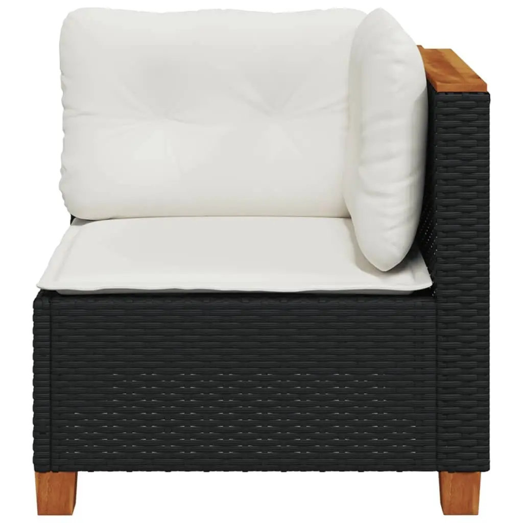 Garden Corner Sofa Outdoor Lounge Seating Black Poly Rattan