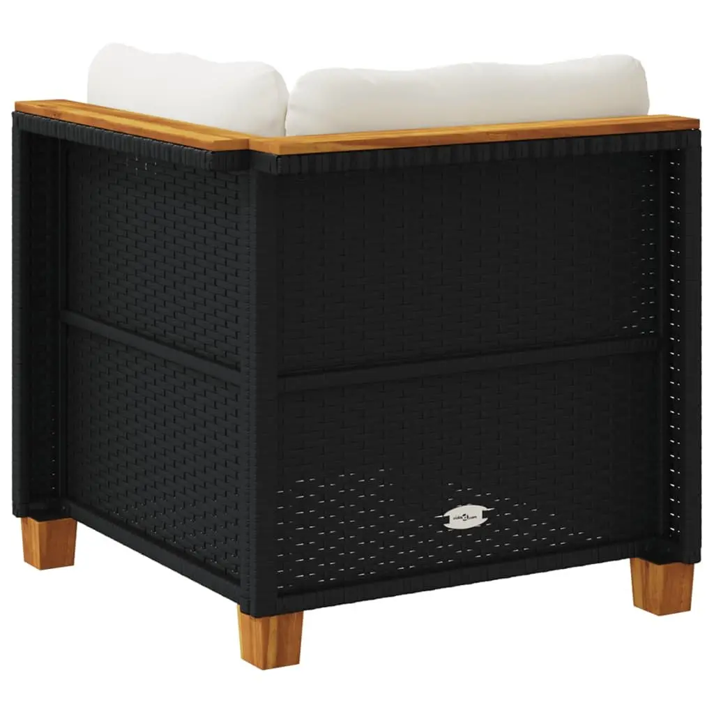 Garden Corner Sofa Outdoor Lounge Seating Black Poly Rattan