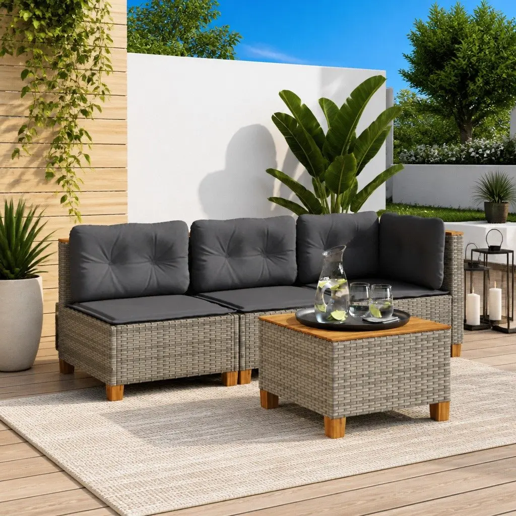 Grey Modular Outdoor Corner Sofa with Removable Cushions