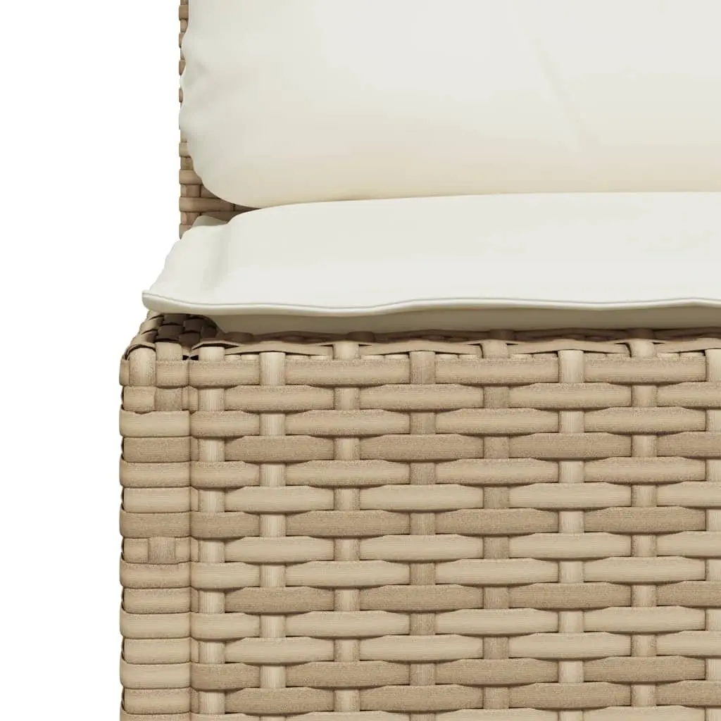 Outdoor Corner Sofa Beige PE Rattan Garden Lounge Seating with Cushions Modular
