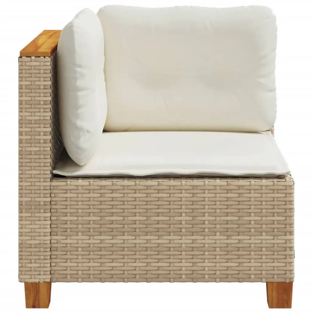 Outdoor Corner Sofa Beige PE Rattan Garden Lounge Seating with Cushions Modular