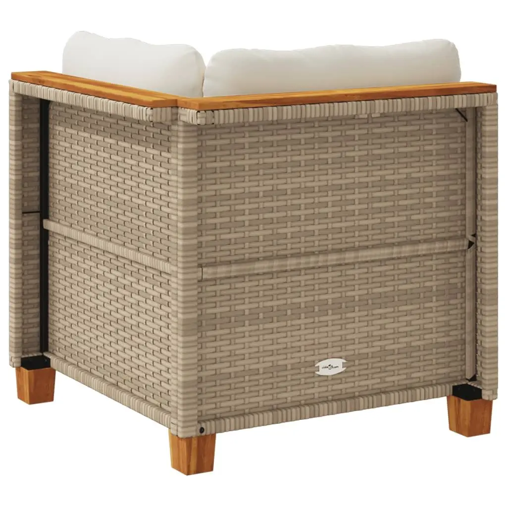 Outdoor Corner Sofa Beige PE Rattan Garden Lounge Seating with Cushions Modular