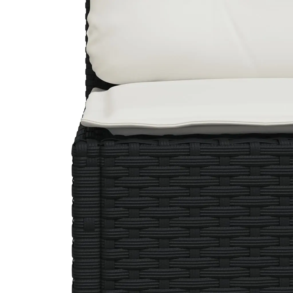 Black Poly Rattan Garden Sofa with Cushions