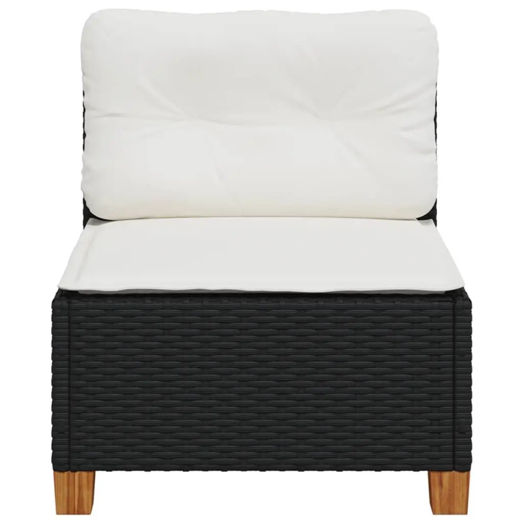 Black Poly Rattan Garden Sofa with Cushions