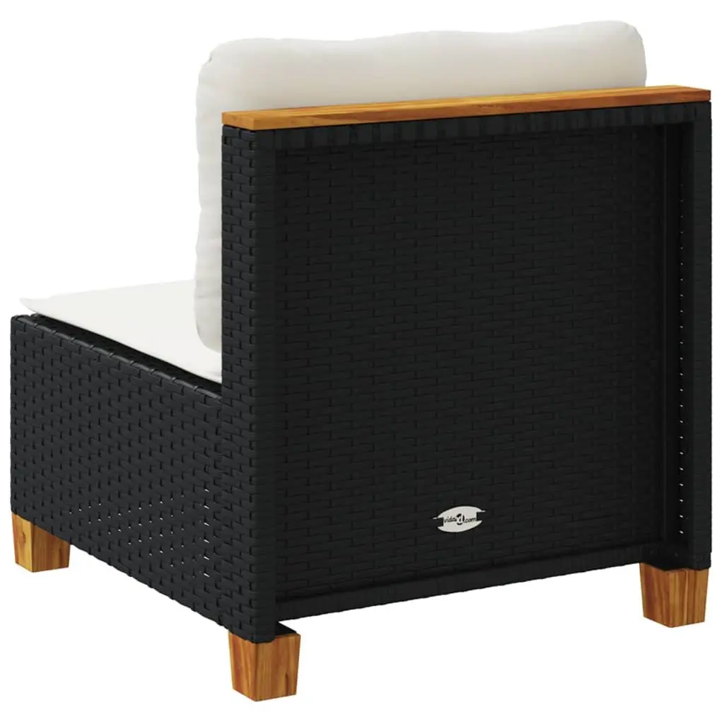 Black Poly Rattan Garden Sofa with Cushions