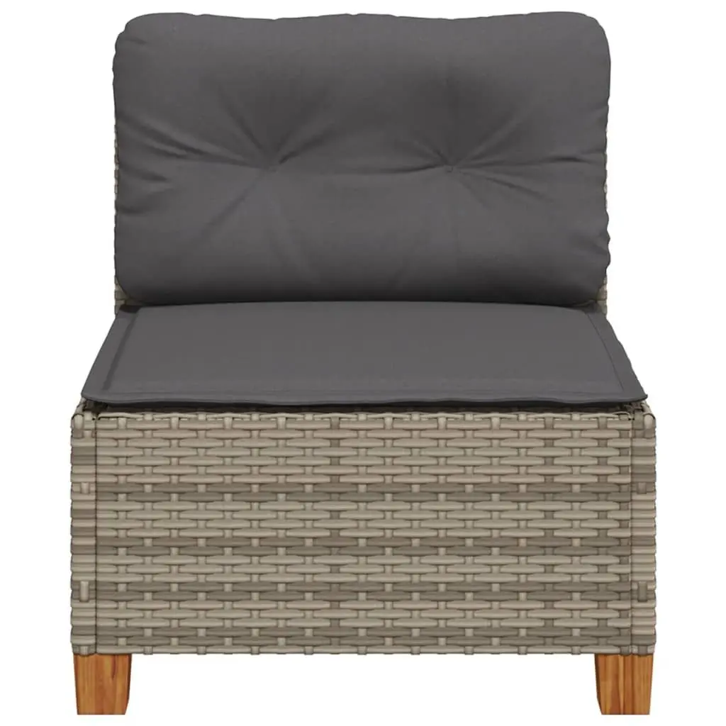 Modular Lounge Sofa Armless Outdoor Garden Grey Rattan with Cushions