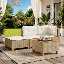 Beige Outdoor Garden Stool with Cushion: Specs & Details