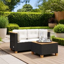 Outdoor Corner Sofas 2 Piece Garden Lounge Set Modular Cushioned Seating Black