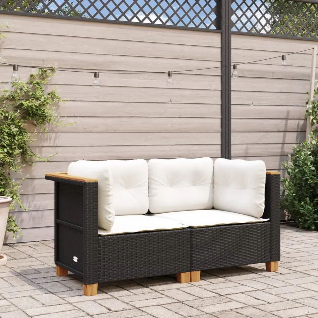 Modular Black Outdoor Corner Sofa Set, 2 Pieces