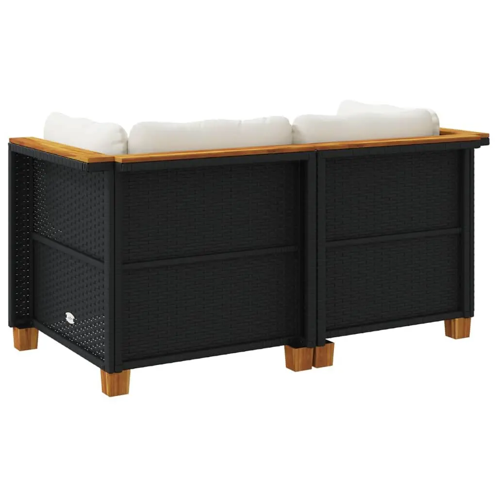 Modular Black Outdoor Corner Sofa Set, 2 Pieces