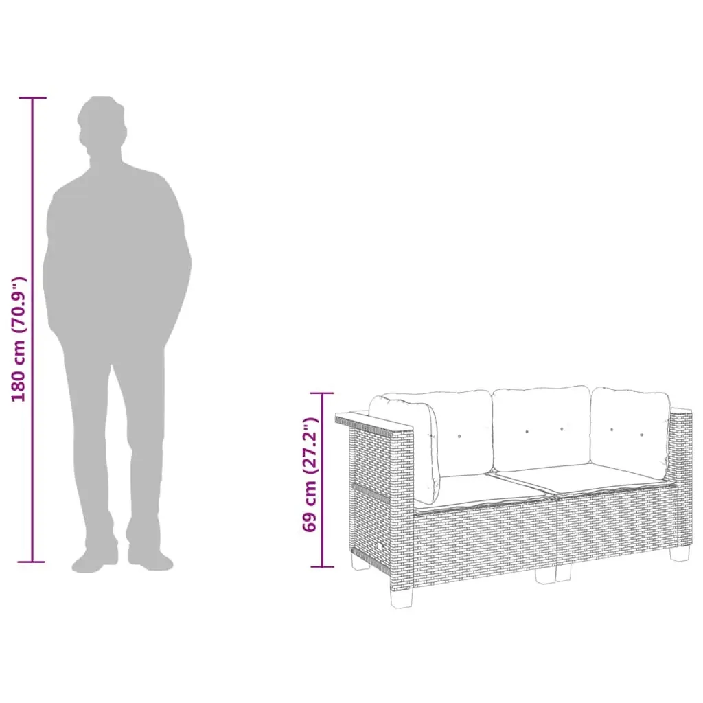 Modular Black Outdoor Corner Sofa Set, 2 Pieces