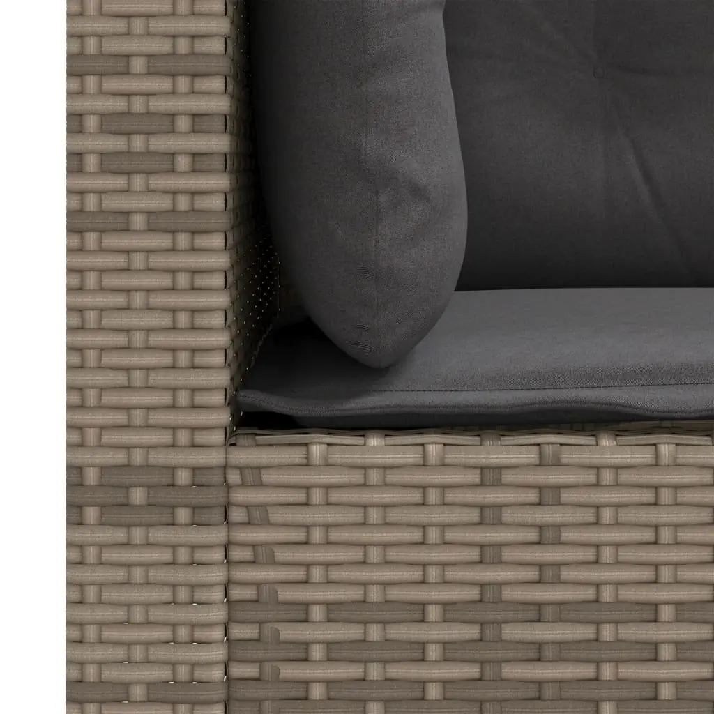 Outdoor Corner Sofa Set for Garden 2 Piece Grey Poly Rattan
