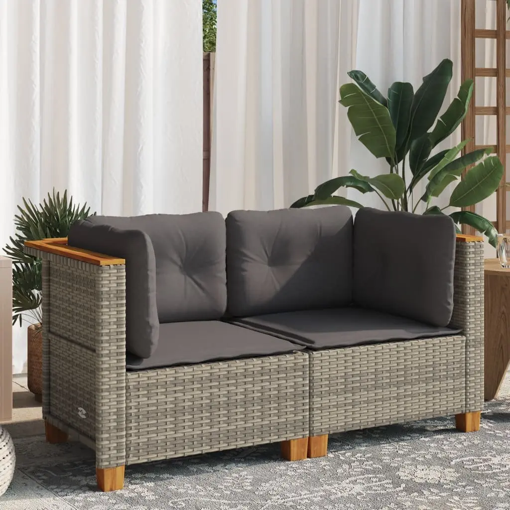 Outdoor Corner Sofa Set for Garden 2 Piece Grey Poly Rattan