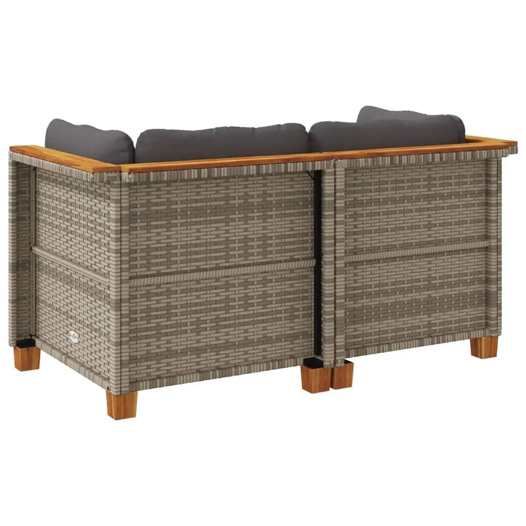 Outdoor Corner Sofa Set for Garden 2 Piece Grey Poly Rattan