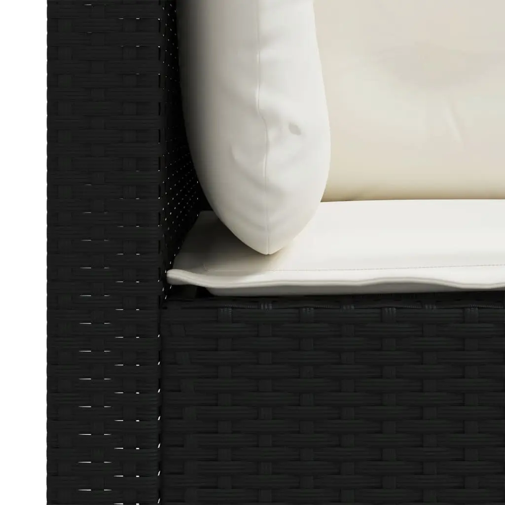 3-Seater Outdoor Garden Sofa for Patio Black Poly Rattan with Cushions