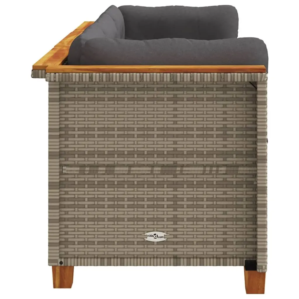 3-Seater Outdoor Garden Sofa Grey Poly Rattan Patio Lounge Furniture