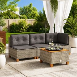 3-Seater Garden Sofa: Grey Poly Rattan, Removable Cushions