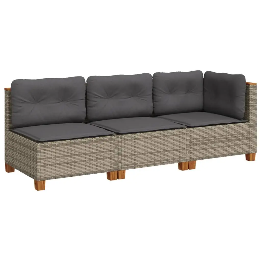 3-Seater Garden Sofa Outdoor Lounge Furniture Grey Poly Rattan