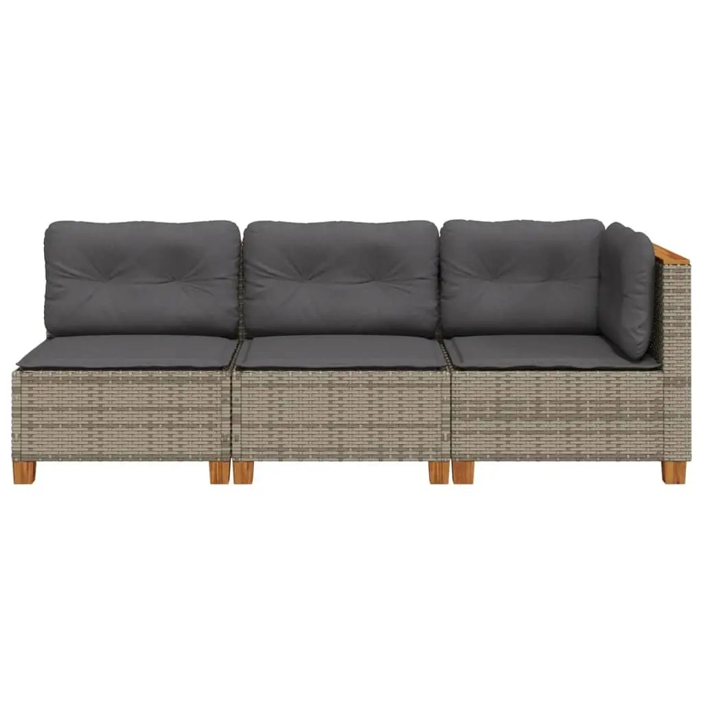 3-Seater Garden Sofa Outdoor Lounge Furniture Grey Poly Rattan