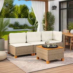 Specifications of 3-Seater Outdoor Sofa: PE Rattan, Beige