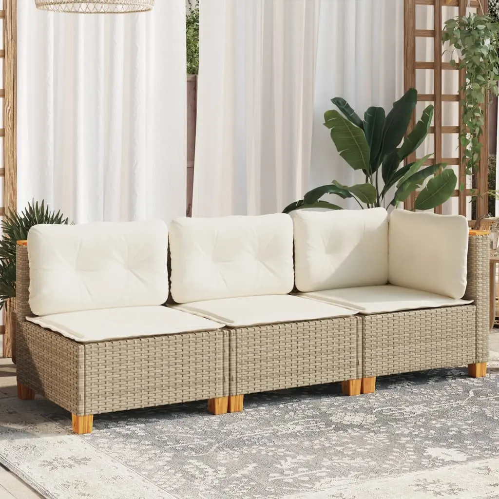 Outdoor Garden Sofa 3-Seater Lounge Furniture PE Rattan Beige
