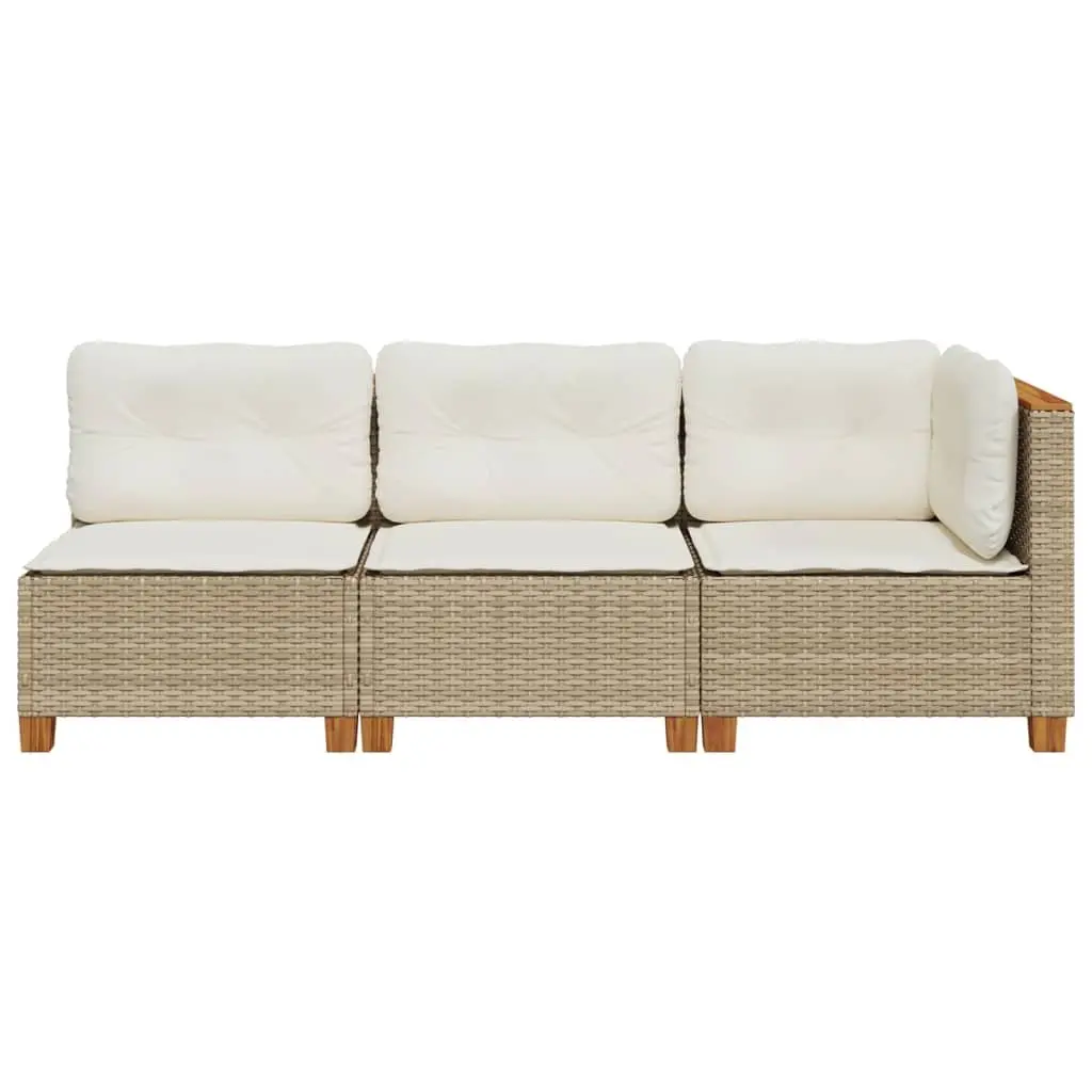 Outdoor Garden Sofa 3-Seater Lounge Furniture PE Rattan Beige