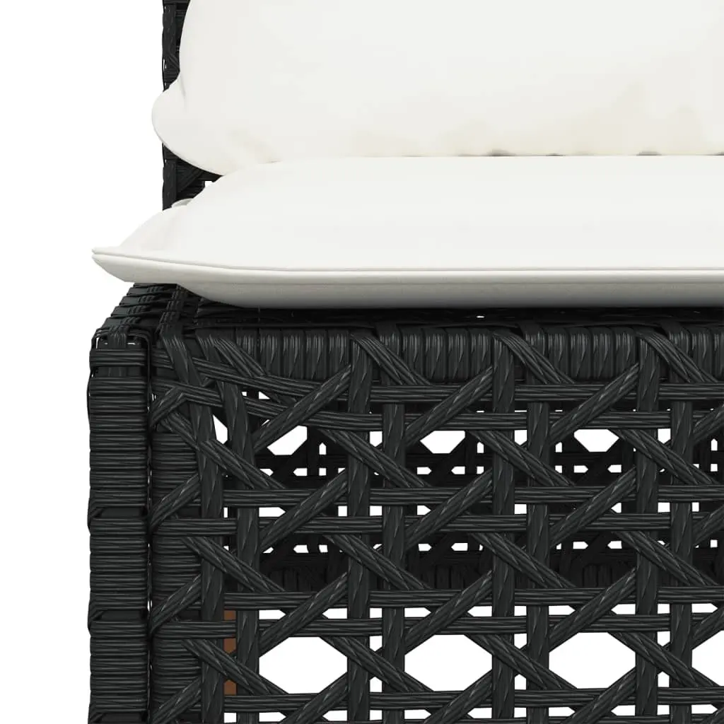 Outdoor Sofa Armless Garden Furniture Modular Black PE Rattan with Cushions