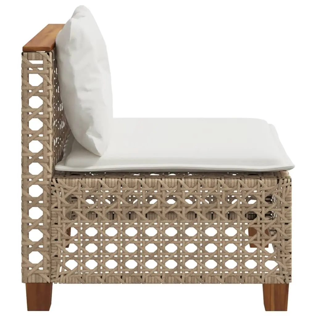 Modular Beige Poly Rattan Sofa Outdoor Lounge Seating for Gardens with Cushions
