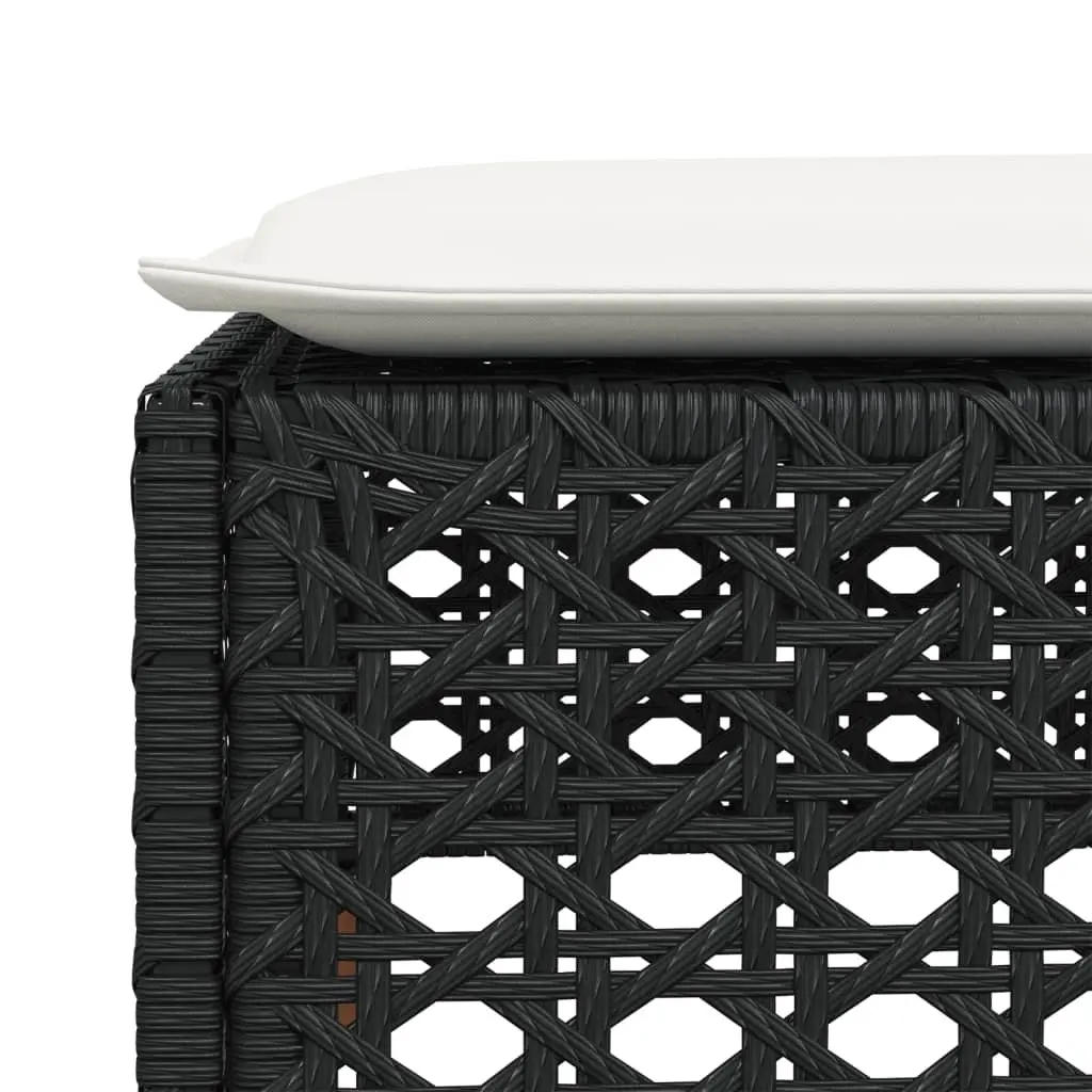 Garden Stool Outdoor Use Black 63.5 x 56 x 32 cm Poly Rattan with Cushion
