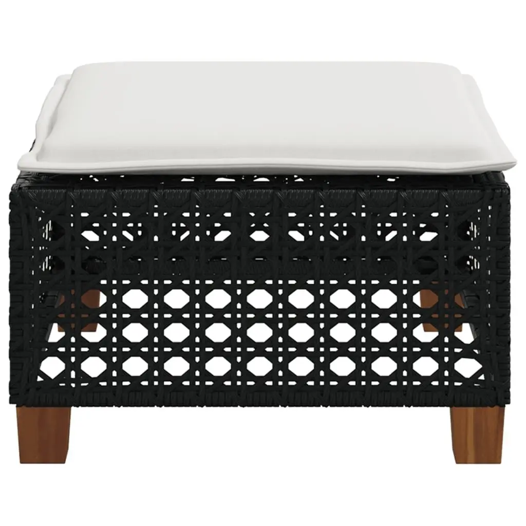 Garden Stool Outdoor Use Black 63.5 x 56 x 32 cm Poly Rattan with Cushion