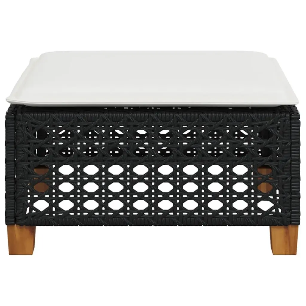 Garden Stool Outdoor Use Black 63.5 x 56 x 32 cm Poly Rattan with Cushion