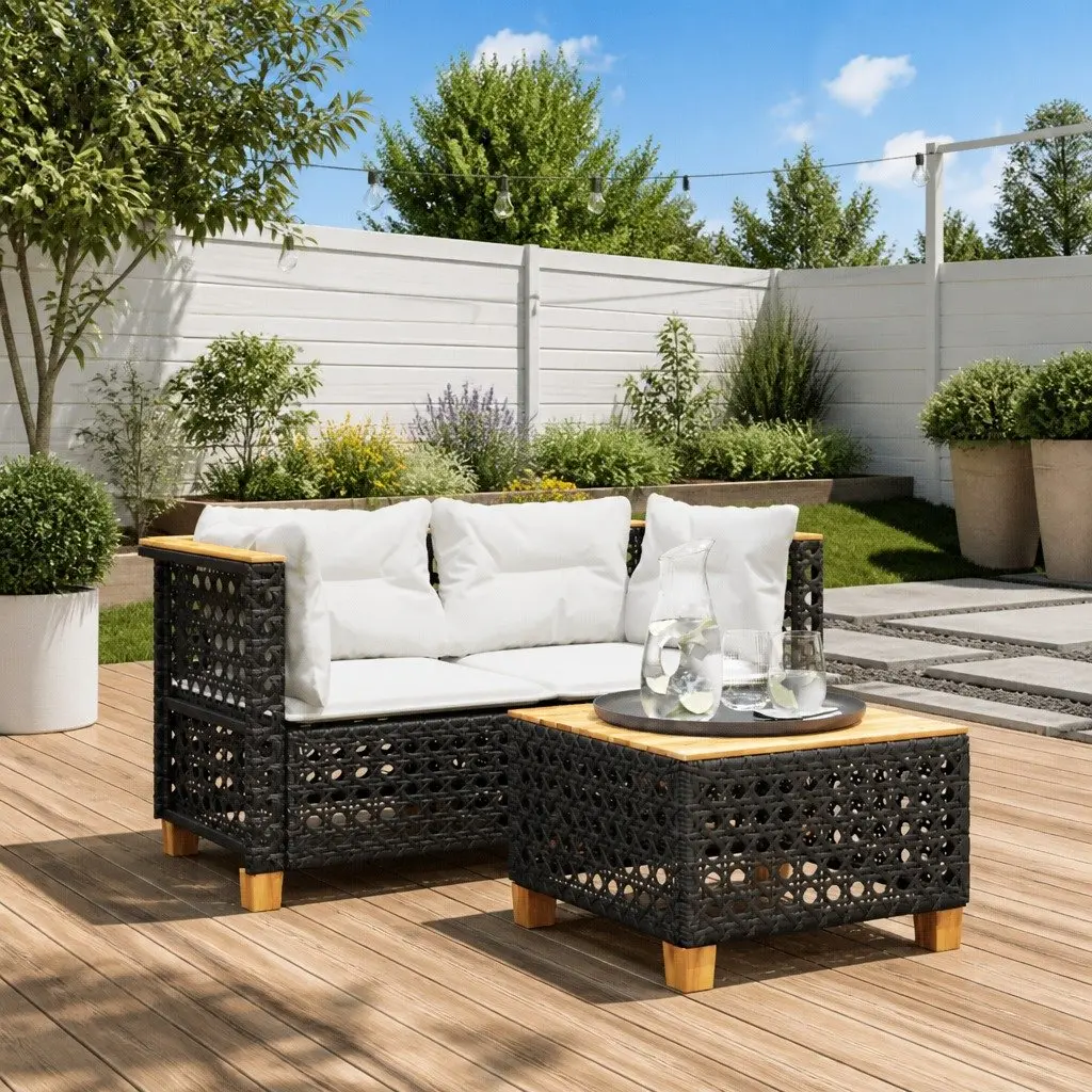 Outdoor Corner Sofa Set Garden Lounge Seating 2 Piece Black