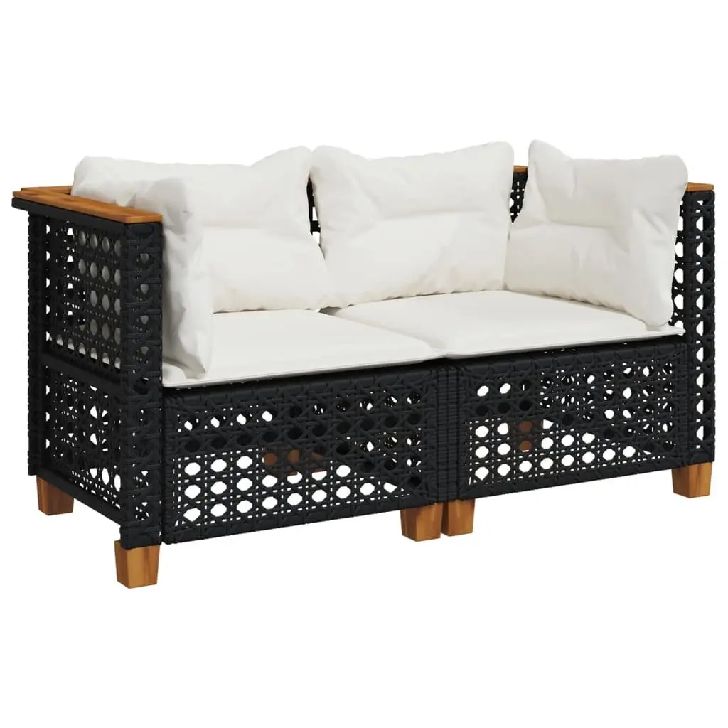 Outdoor Corner Sofa Set Garden Lounge Seating 2 Piece Black