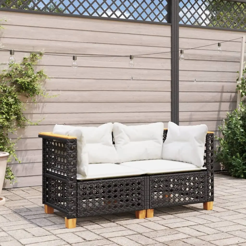 Outdoor Corner Sofa Set Garden Lounge Seating 2 Piece Black