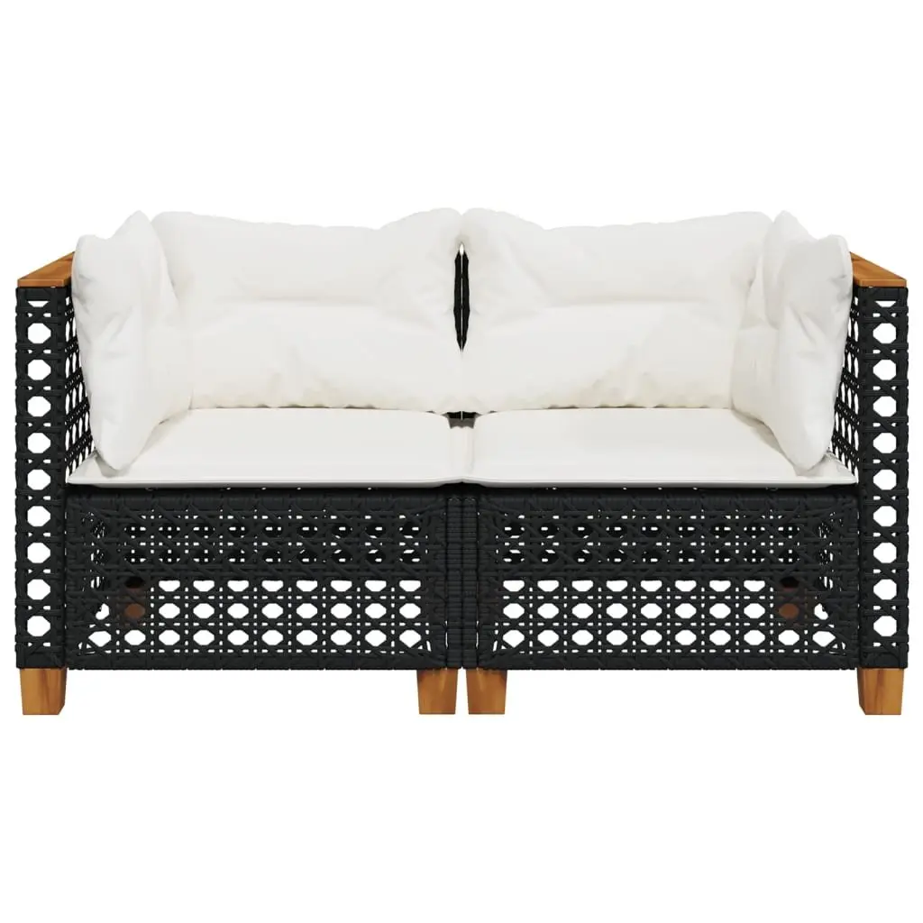 Outdoor Corner Sofa Set Garden Lounge Seating 2 Piece Black