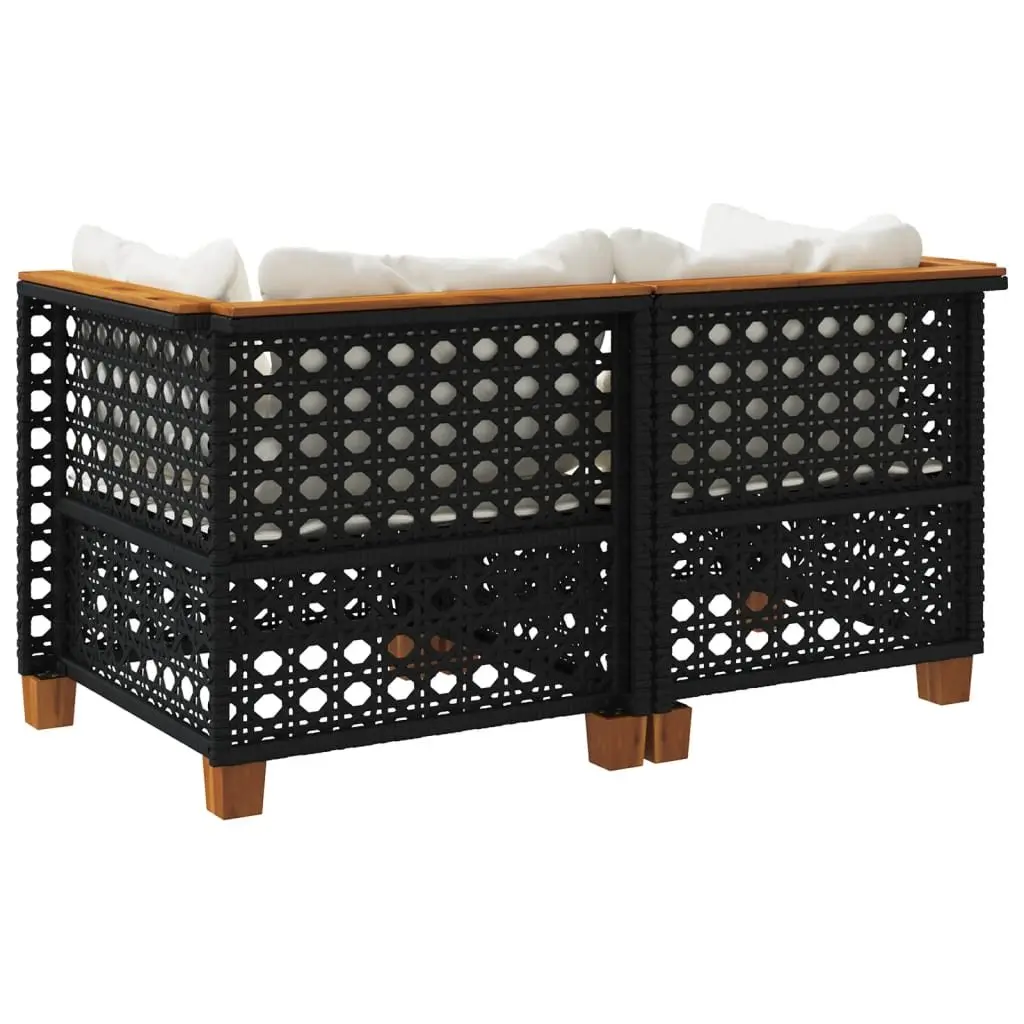 Outdoor Corner Sofa Set Garden Lounge Seating 2 Piece Black