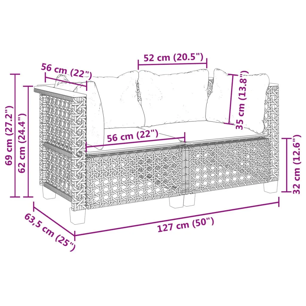 Grey Modular Garden Corner Sofa Set with Cushions