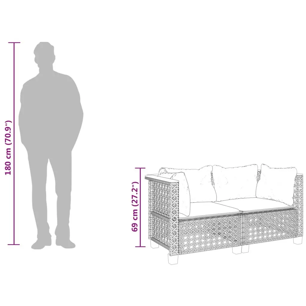 Grey Modular Garden Corner Sofa Set with Cushions