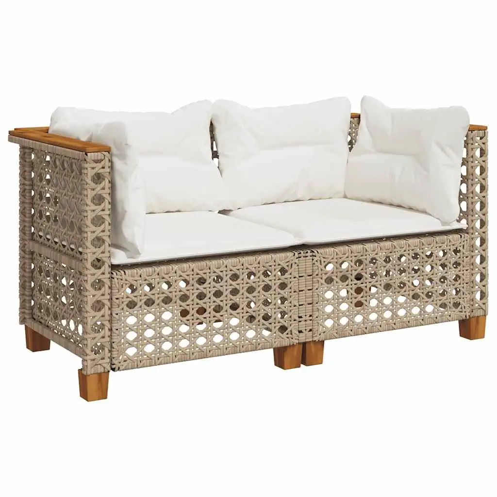Outdoor Corner Sofa Set Garden Lounge Seating 2 Piece Beige Poly