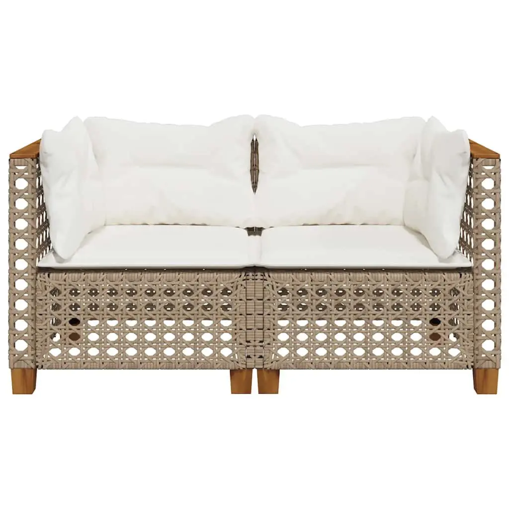 Outdoor Corner Sofa Set Garden Lounge Seating 2 Piece Beige Poly
