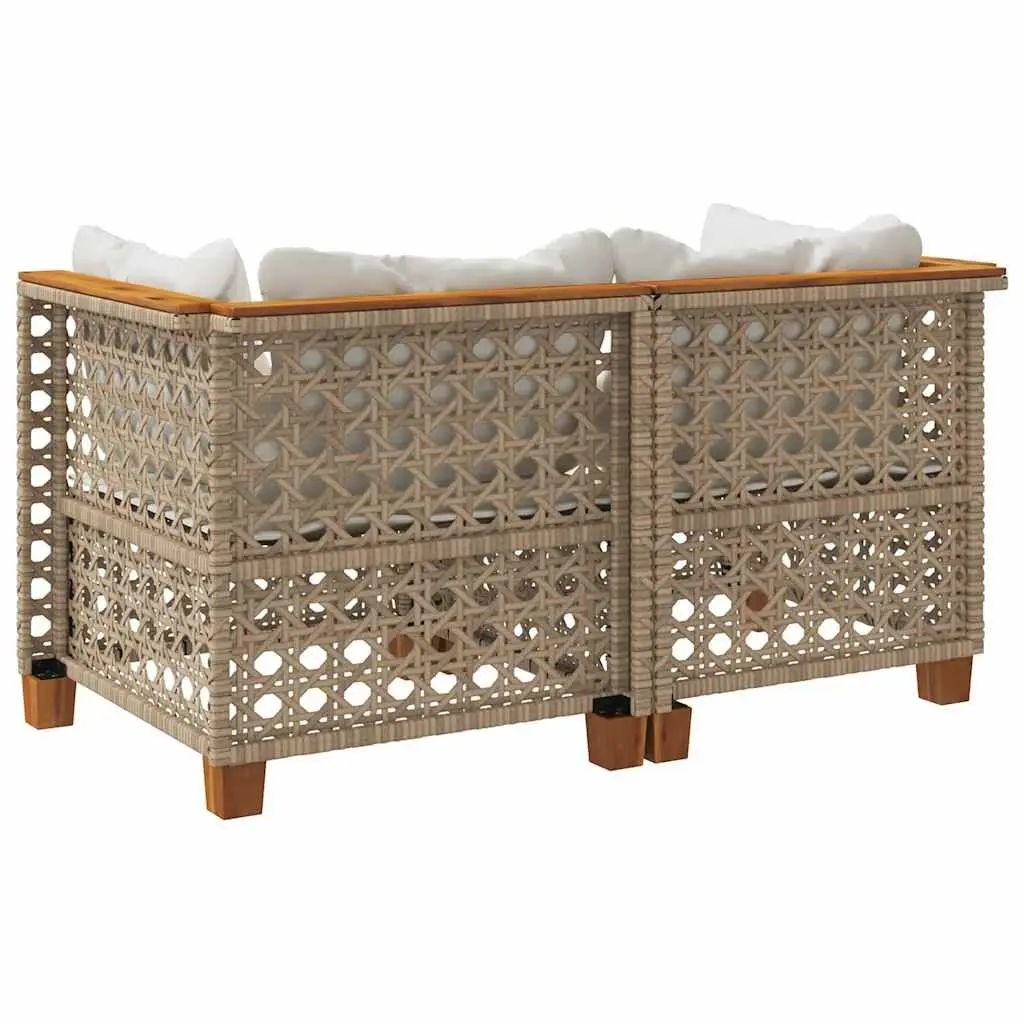 Outdoor Corner Sofa Set Garden Lounge Seating 2 Piece Beige Poly