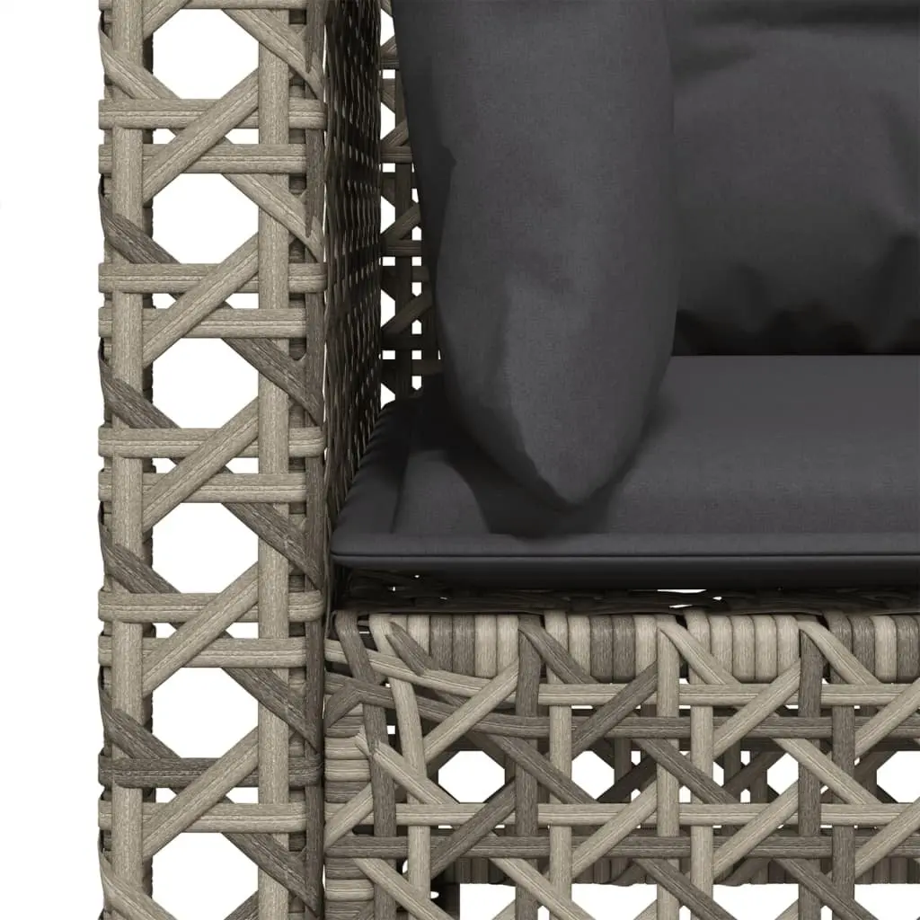 3-Seater Outdoor Garden Sofa for Patio Grey Poly Rattan with Cushions