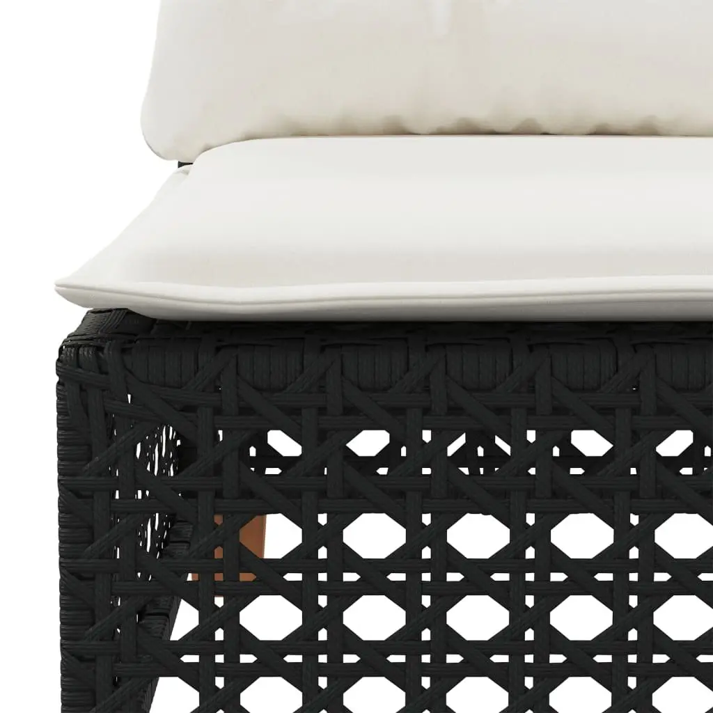3-Seater Outdoor Garden Sofa Black Poly Rattan Lounge Seating